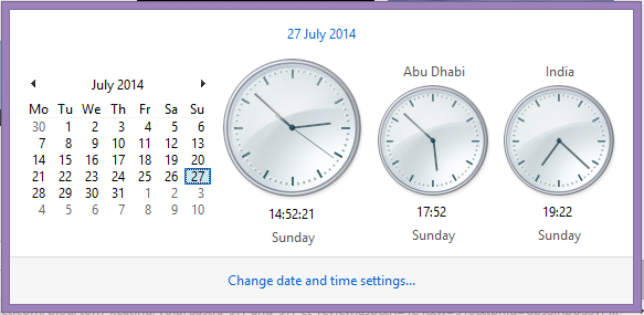 Screenshot of multiple clocks in Windows 7